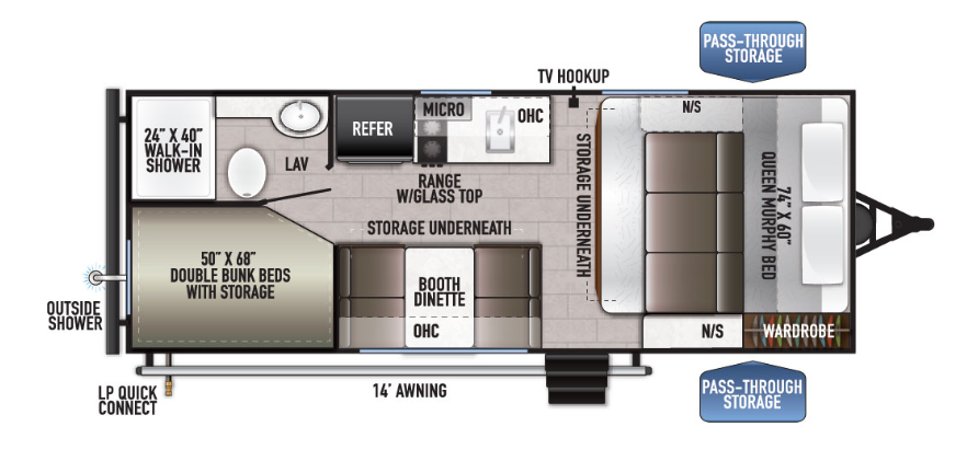 2023 EAST TO WEST RV DELLA TERRA 170BHLE, , floor-plans-day image number 0